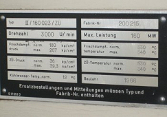 AEG-Typenschild des TurboGen-Satzes